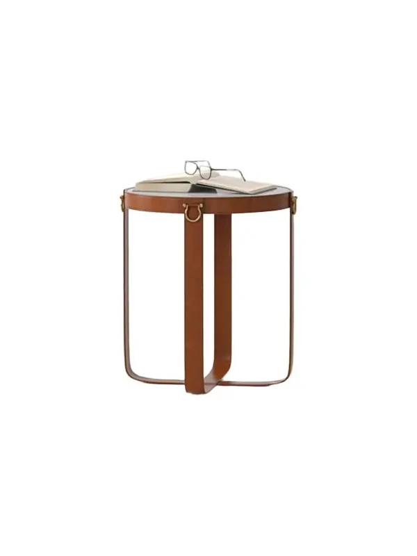 Sarreid Leather Harness Side Table