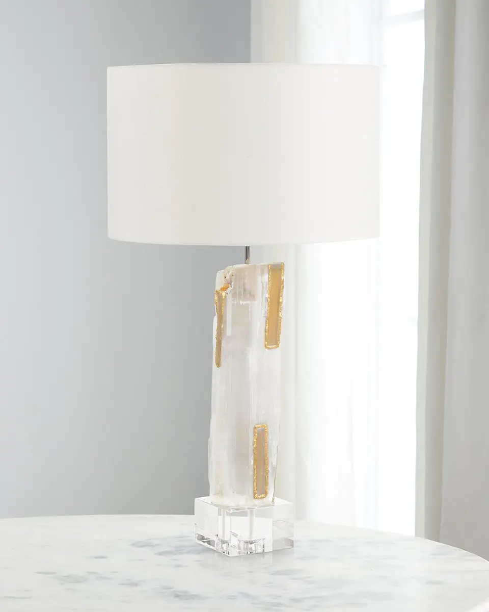 John-Richard Collection Gilded Selenite 32" Table Lamp | Image 1 John-Richard Collection Gilded Selenite 32" Table Lamp | Image 1