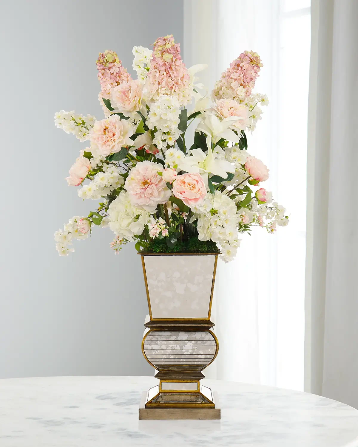 John-Richard Collection French Faux Floral Arrangement in Mirrored Planter