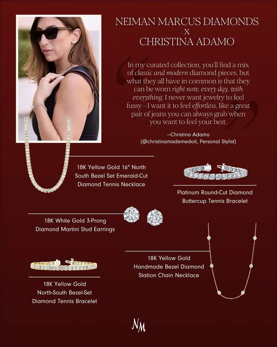 Neiman Marcus Diamonds x Christina Adamo Platinum Round-Cut Diamond Buttercup Tennis Bracelet, 8.00tcw, 7"L | Thumbnail 2