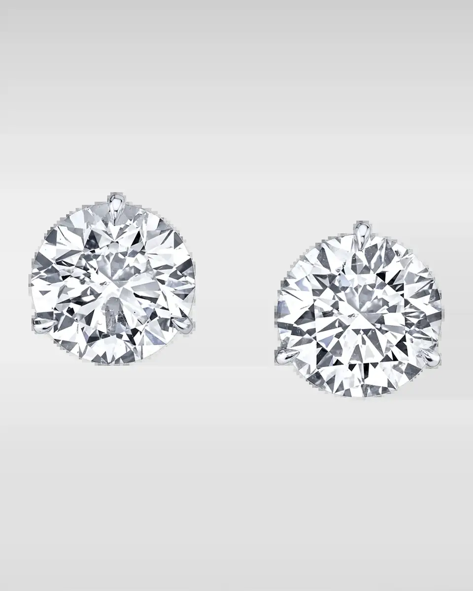 Neiman Marcus Diamonds 18K White Gold 3-Prong Diamond Martini Stud Earrings, 4tcw, 0.31"L / 0.31"W | Thumbnail 2 Neiman Marcus Diamonds 18K White Gold 3-Prong Diamond Martini Stud Earrings, 4tcw, 0.31"L / 0.31"W | Thumbnail 2