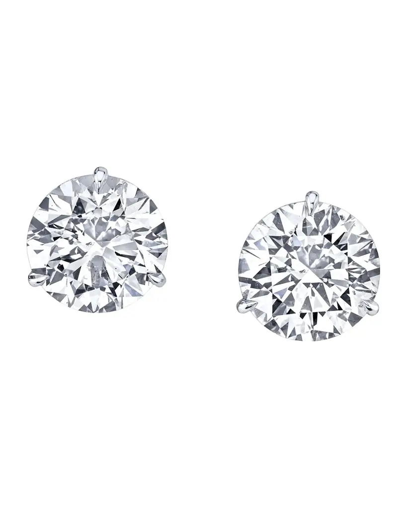 18K White Gold 3-Prong Diamond Martini Stud Earrings, 4tcw, 0.31"L / 0.31"W 18K White Gold 3-Prong Diamond Martini Stud Earrings, 4tcw, 0.31"L / 0.31"W