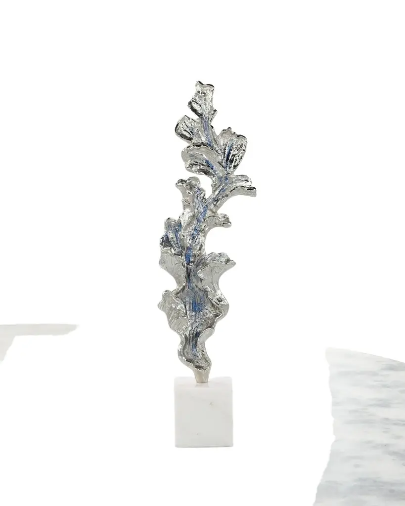 John-Richard Collection Gleaming Leaf Sculpture on Marble Base, Large