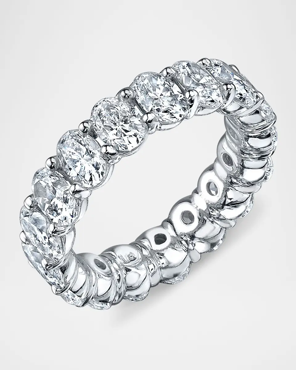 Neiman Marcus Diamonds Platinum Oval-Cut Diamond Buttercup Eternity Band Ring, 4.55tcw | Thumbnail 2