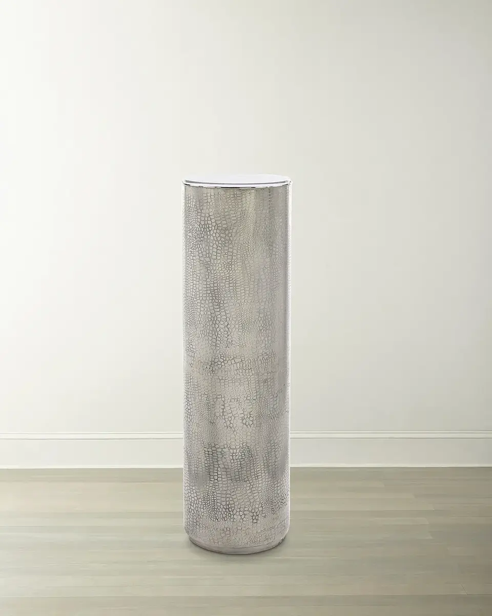 John-Richard Collection Silver Serpent Lighted Pedestal | Image 1 John-Richard Collection Silver Serpent Lighted Pedestal | Image 1