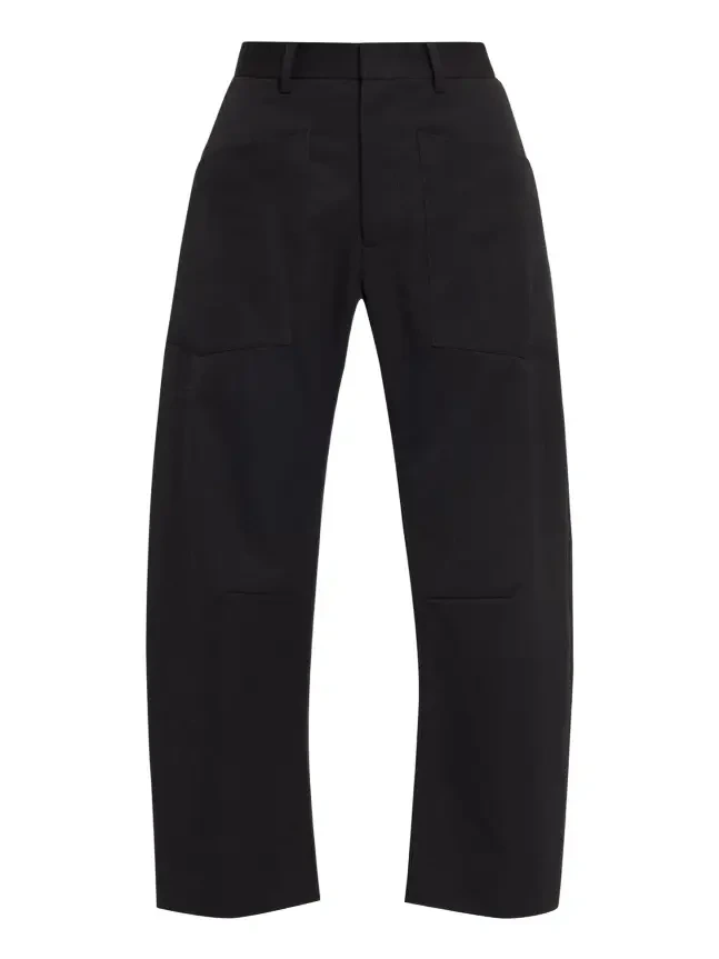 Shon Wool Barrel-Leg Ankle Pants