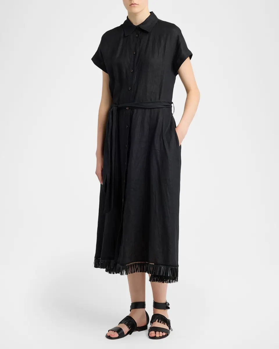 Kiton Linen Belted Midi Shirtdress | Thumbnail 2 Kiton Linen Belted Midi Shirtdress | Thumbnail 2