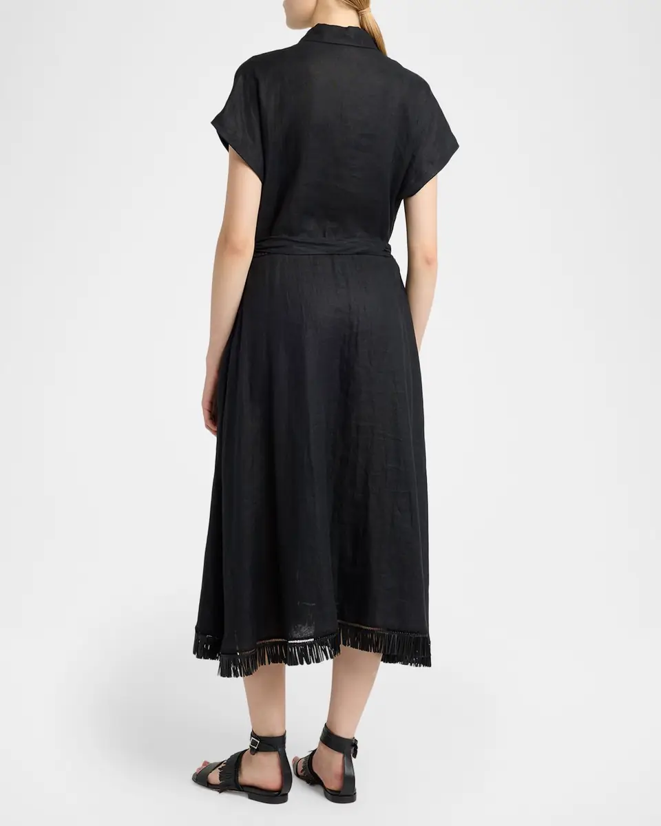 Kiton Linen Belted Midi Shirtdress | Thumbnail 3 Kiton Linen Belted Midi Shirtdress | Thumbnail 3