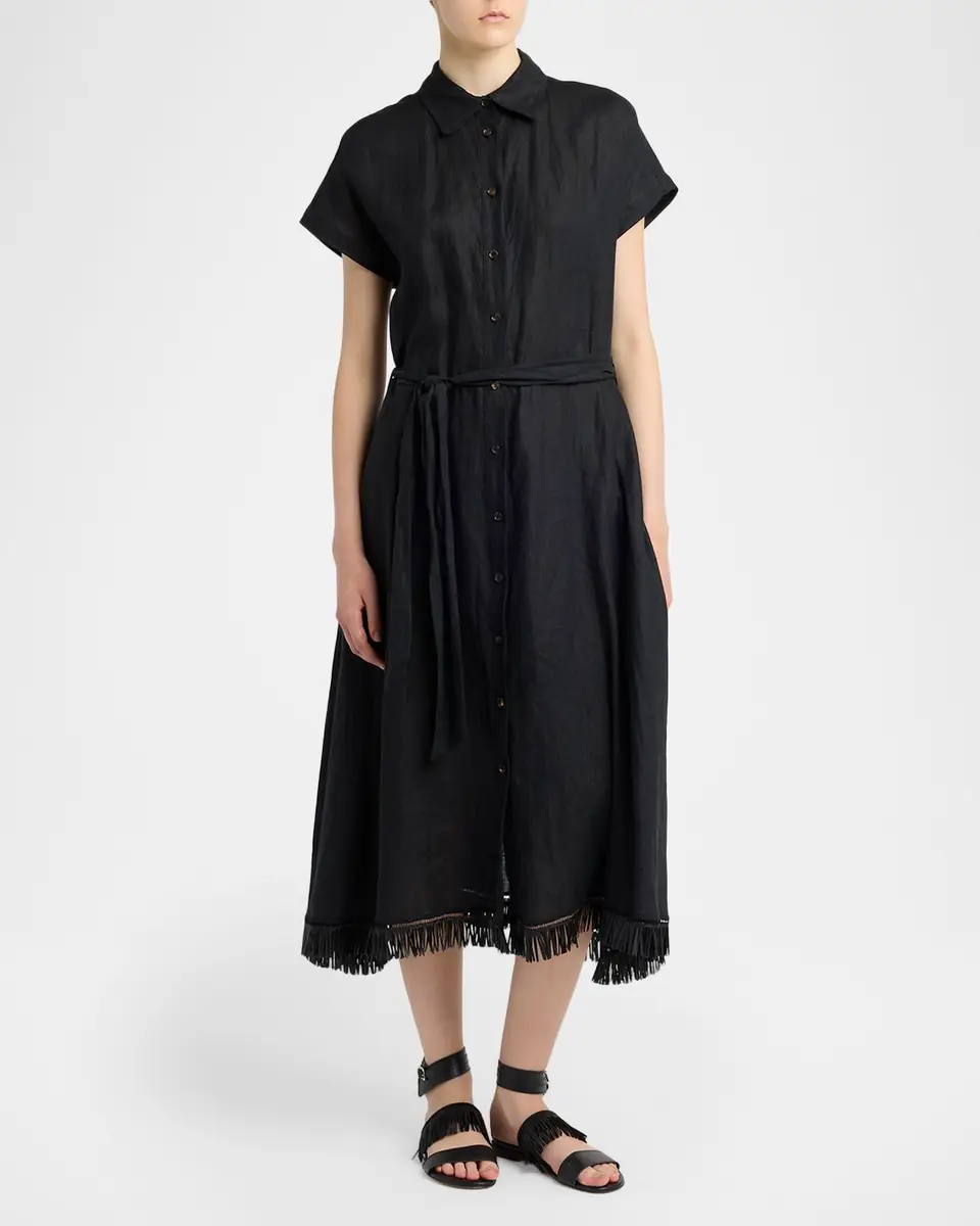 Kiton Linen Belted Midi Shirtdress | Thumbnail 4 Kiton Linen Belted Midi Shirtdress | Thumbnail 4
