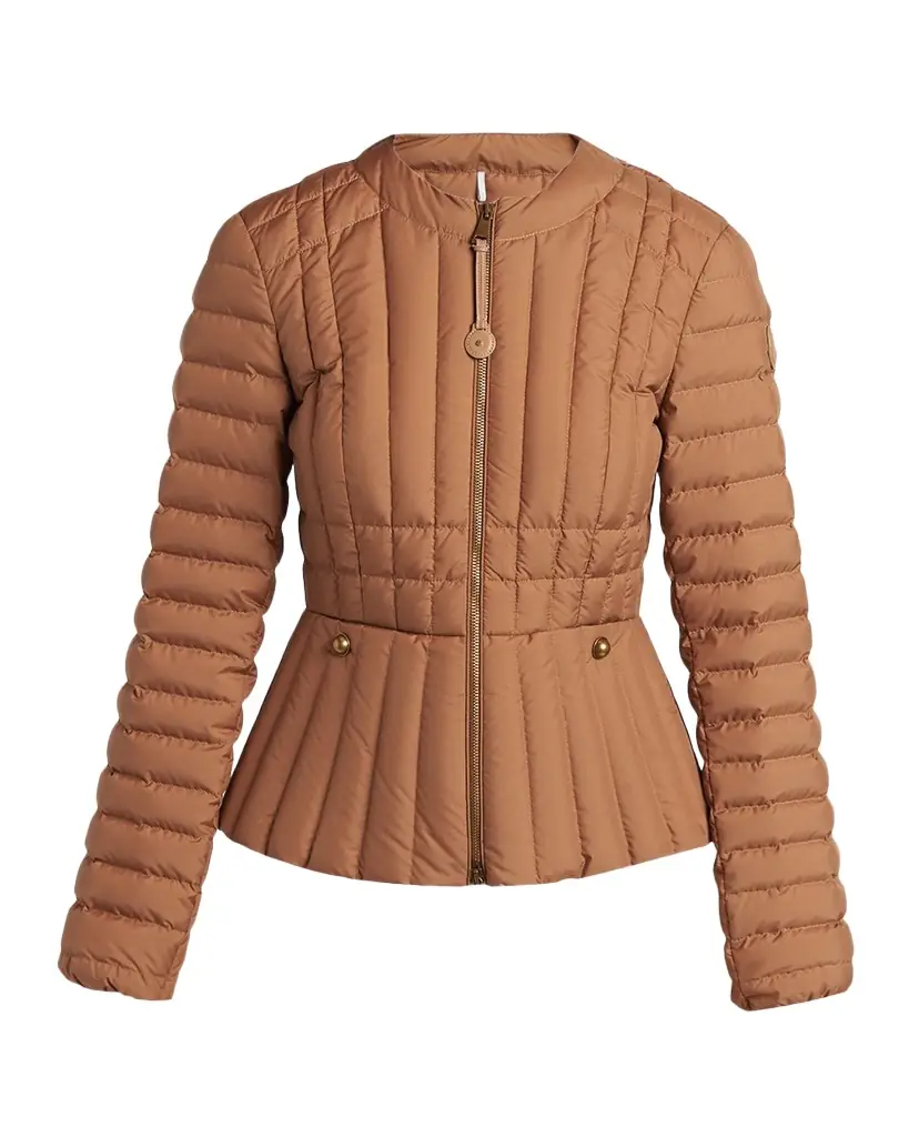 Moncler Menthe Vertical-Quilted Short Down Jacket | Image 1 Moncler Menthe Vertical-Quilted Short Down Jacket | Image 1