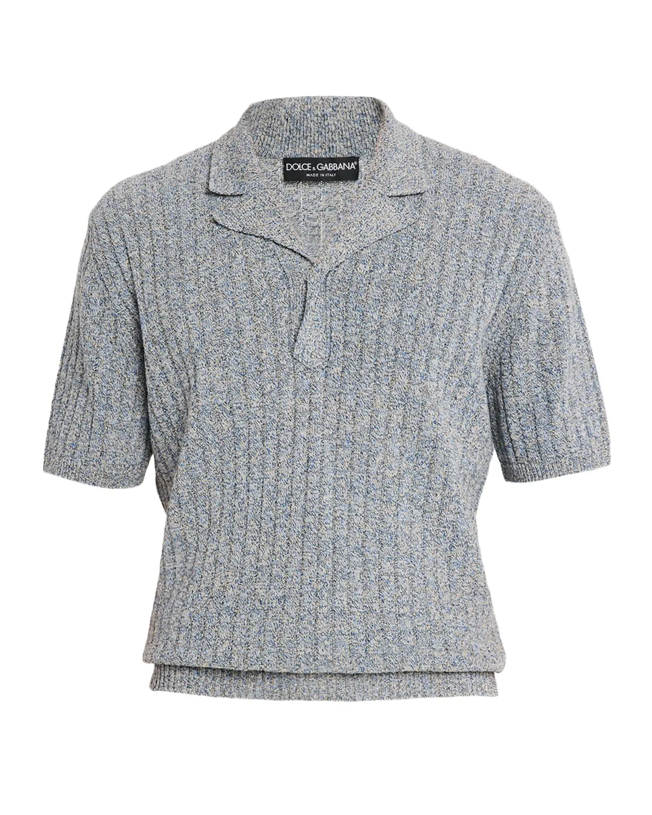Men's Cotton and Linen Rib-Knit Short-Sleeve Sweater