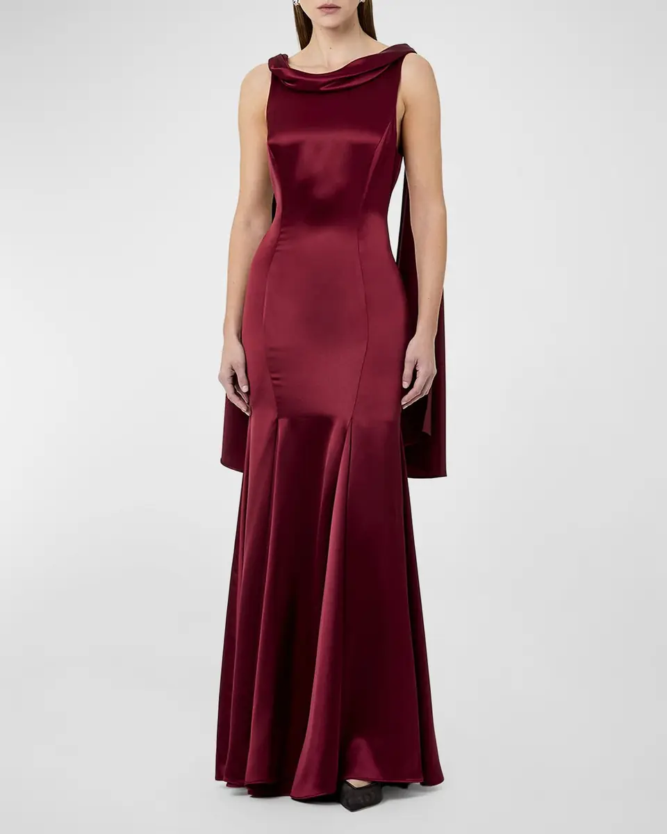 n/nicholas Nicolette Pleated Draped Satin Gown | Thumbnail 2