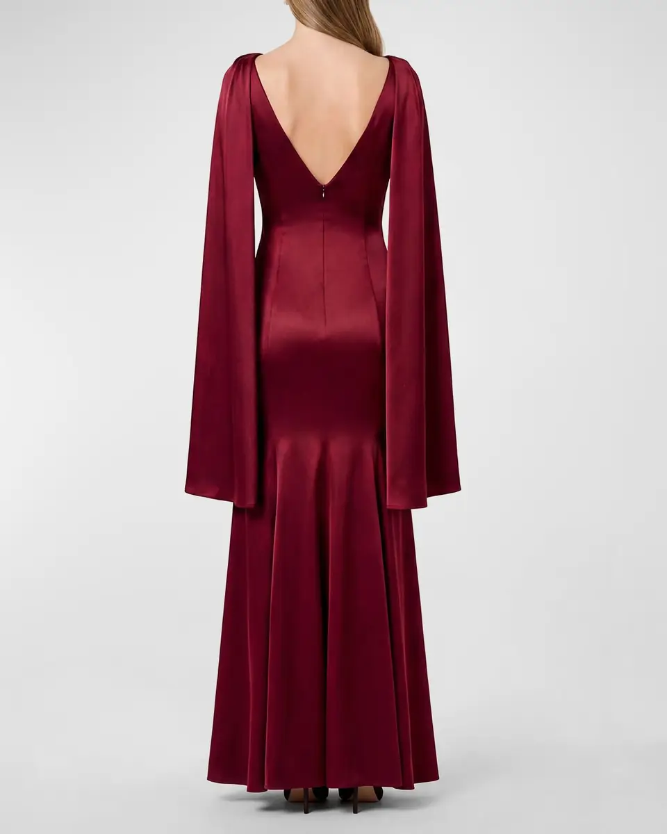 n/nicholas Nicolette Pleated Draped Satin Gown | Thumbnail 3