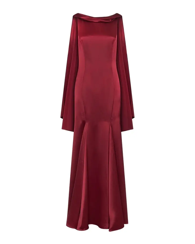 n/nicholas Nicolette Pleated Draped Satin Gown | Image 1 n/nicholas Nicolette Pleated Draped Satin Gown | Image 1