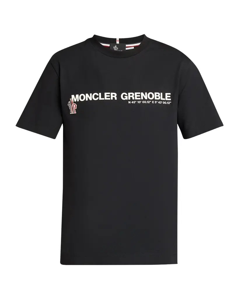 Moncler Men's Cotton Logo Coordinates T-Shirt | Image 1 Moncler Men's Cotton Logo Coordinates T-Shirt | Image 1
