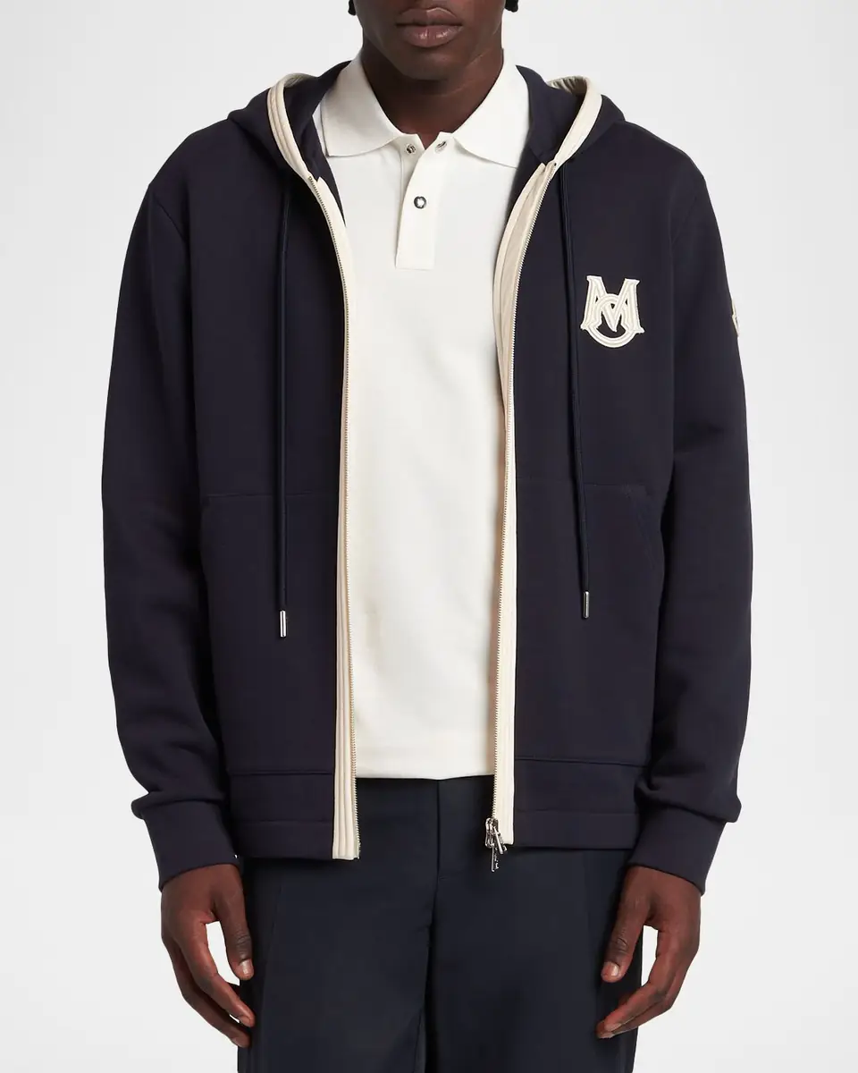 Moncler Men's Monogram Full-Zip Hoodie | Thumbnail 2 Moncler Men's Monogram Full-Zip Hoodie | Thumbnail 2