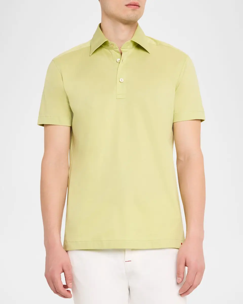Kiton Men's Cotton Knit Polo Shirt | Thumbnail 5 Kiton Men's Cotton Knit Polo Shirt | Thumbnail 5