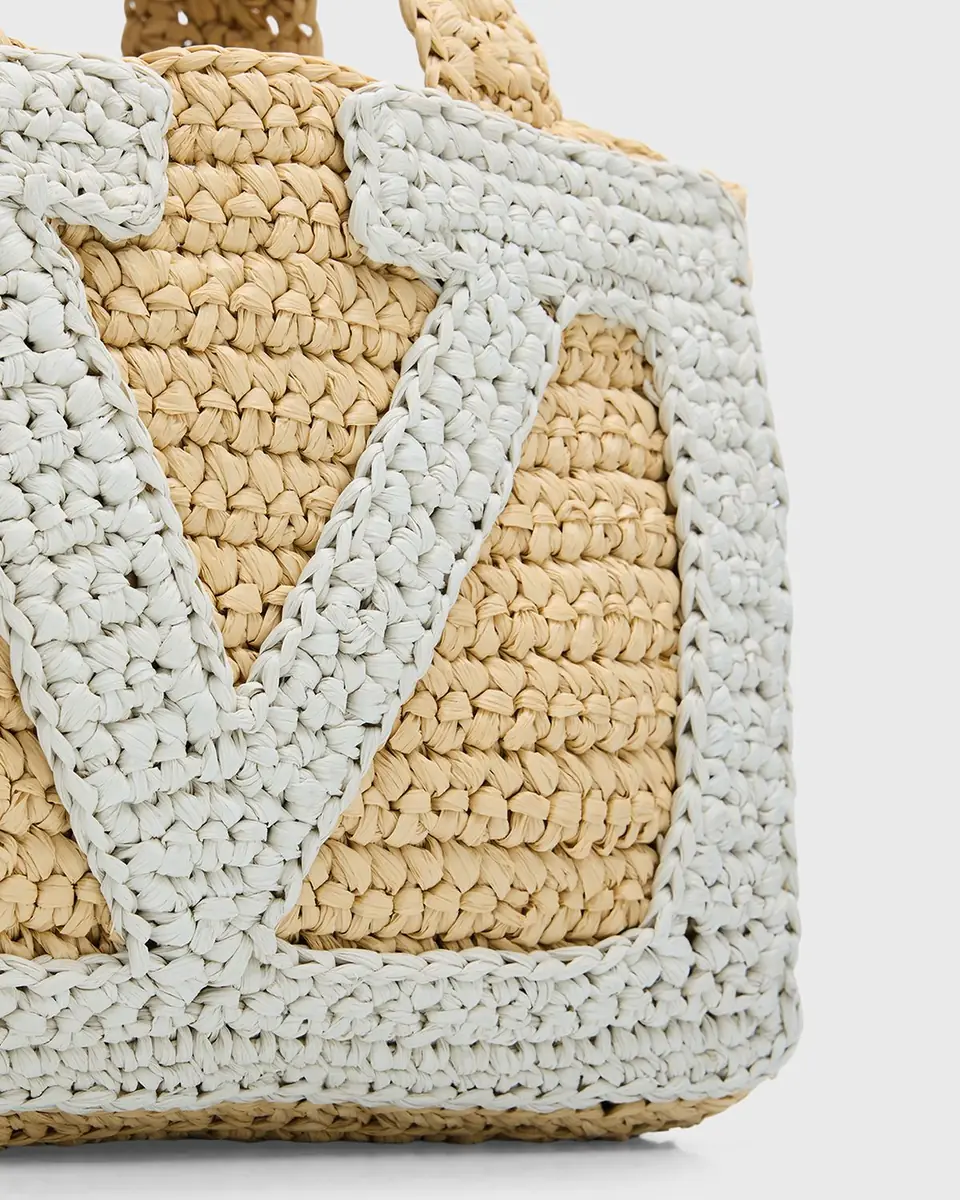 Valentino Garavani Small VLogo Viscose Raffia Tote Bag | Thumbnail 10 Valentino Garavani Small VLogo Viscose Raffia Tote Bag | Thumbnail 10