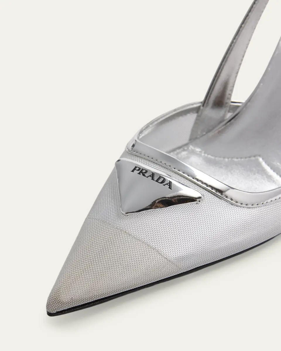 Prada 75mm Modellerie Metallic Leather Mesh Slingback Pumps | Thumbnail 3 Prada 75mm Modellerie Metallic Leather Mesh Slingback Pumps | Thumbnail 3