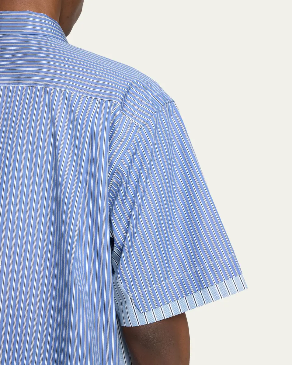 Sacai Men's Colorblock Striped Poplin Short-Sleeve Sport Shirt | Thumbnail 5 Sacai Men's Colorblock Striped Poplin Short-Sleeve Sport Shirt | Thumbnail 5
