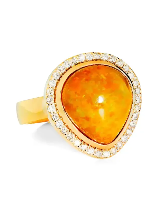 Yellow Pear Opal Ring