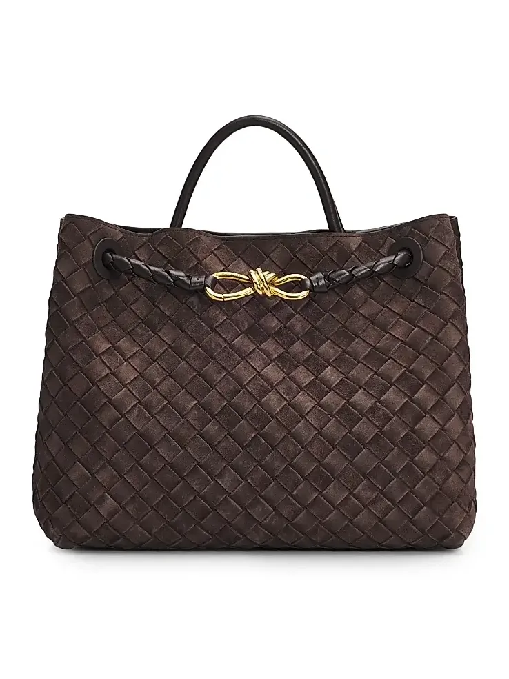 Women's Andiamo Medium Intrecciato Suede Top Handle Bag Women's Andiamo Medium Intrecciato Suede Top Handle Bag
