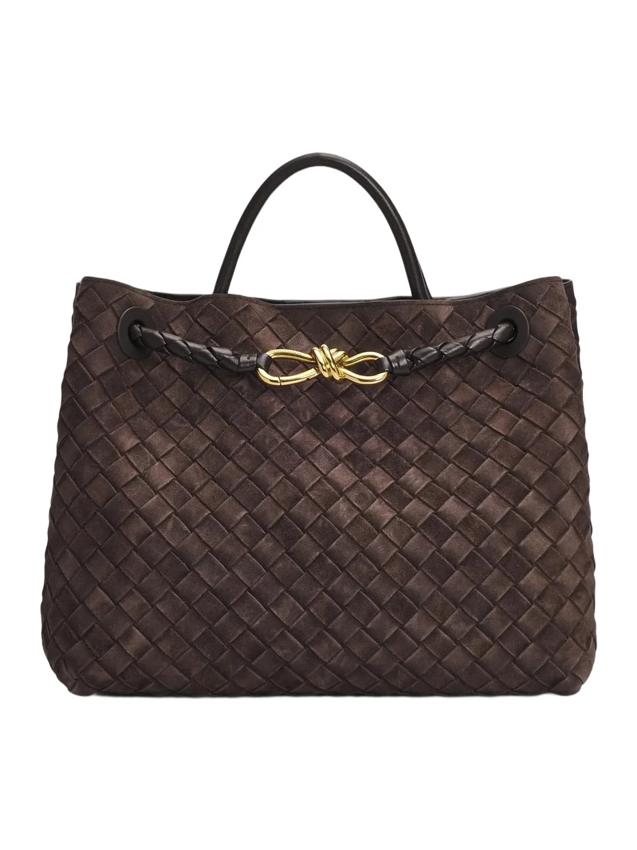 Women's Andiamo Medium Intrecciato Suede Top Handle Bag Women's Andiamo Medium Intrecciato Suede Top Handle Bag