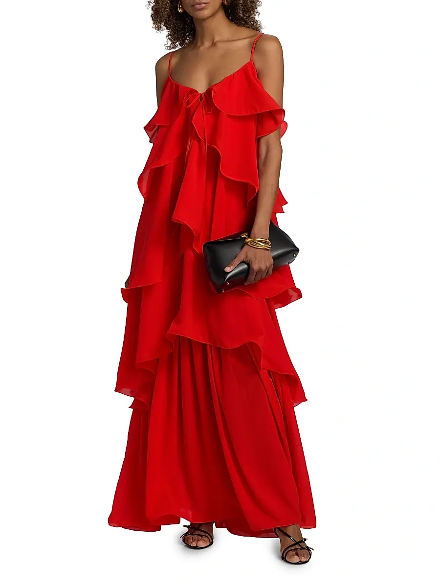 Toccin Women's Agustina Tiered Georgette Maxi Dress | Thumbnail 3 Toccin Women's Agustina Tiered Georgette Maxi Dress | Thumbnail 3