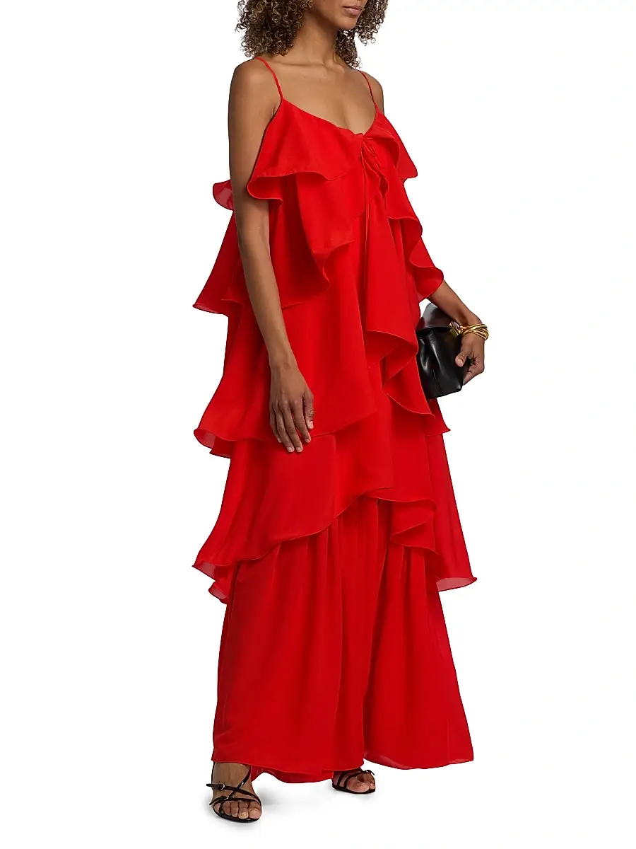 Toccin Women's Agustina Tiered Georgette Maxi Dress | Thumbnail 4 Toccin Women's Agustina Tiered Georgette Maxi Dress | Thumbnail 4