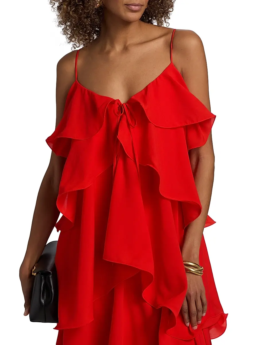 Toccin Women's Agustina Tiered Georgette Maxi Dress | Thumbnail 6 Toccin Women's Agustina Tiered Georgette Maxi Dress | Thumbnail 6