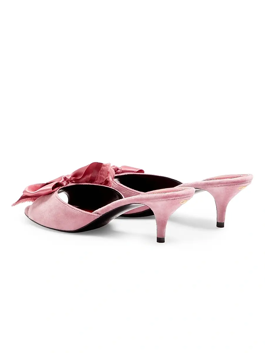Valentino Garavani Women's Marie A 55MM Velvet Slide Sandals - Pink | Thumbnail 3