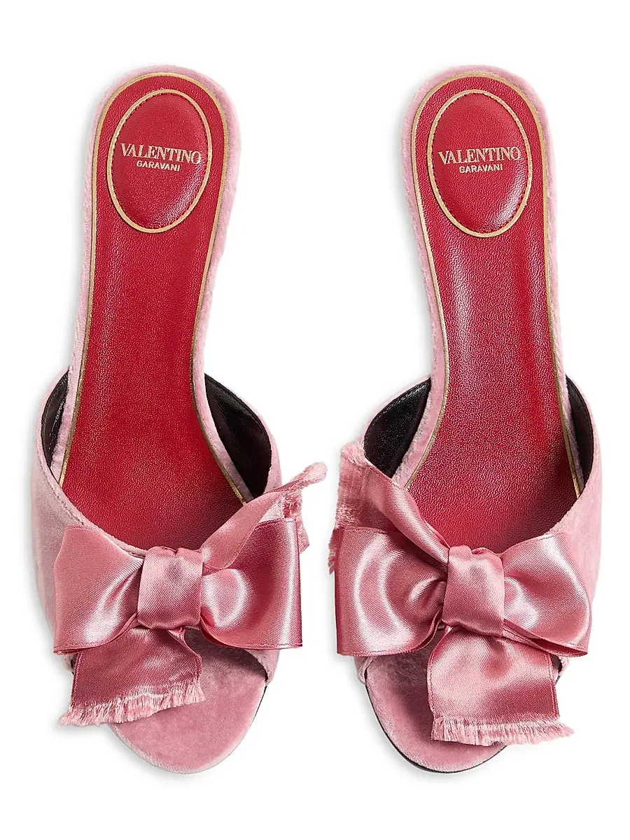 Valentino Garavani Women's Marie A 55MM Velvet Slide Sandals - Pink | Thumbnail 4