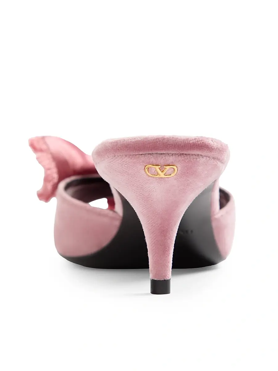 Valentino Garavani Women's Marie A 55MM Velvet Slide Sandals - Pink | Thumbnail 6