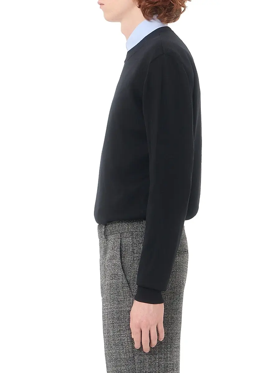 Valentino Men's Wool Sweater with VLogo Embroidery - Black | Thumbnail 3 Valentino Men's Wool Sweater with VLogo Embroidery - Black | Thumbnail 3