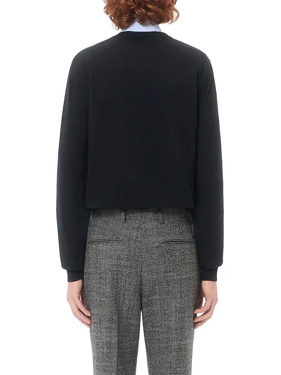 Valentino Men's Wool Sweater with VLogo Embroidery - Black | Thumbnail 4 Valentino Men's Wool Sweater with VLogo Embroidery - Black | Thumbnail 4