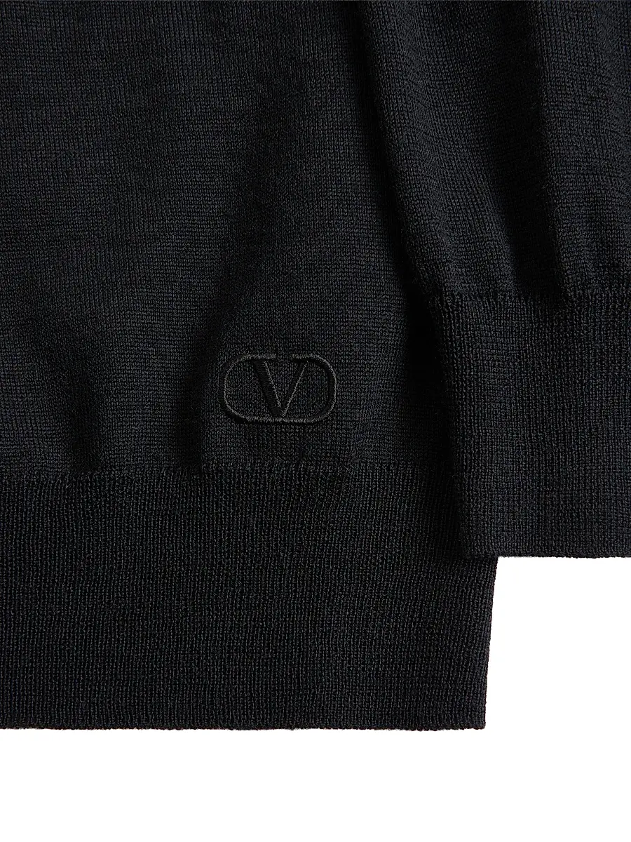Valentino Men's Wool Sweater with VLogo Embroidery - Black | Thumbnail 6 Valentino Men's Wool Sweater with VLogo Embroidery - Black | Thumbnail 6