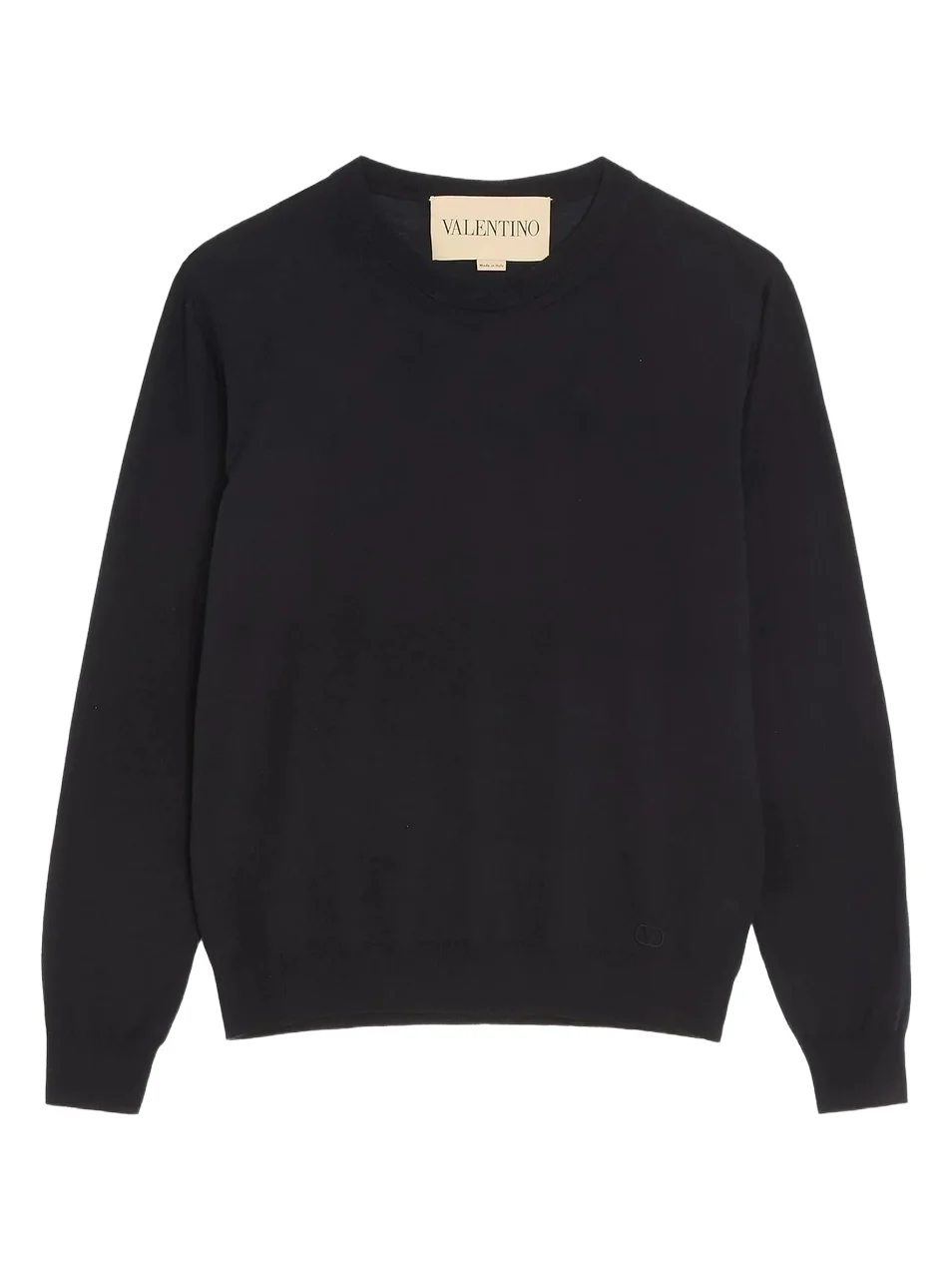 Valentino Men's Wool Sweater with VLogo Embroidery - Black