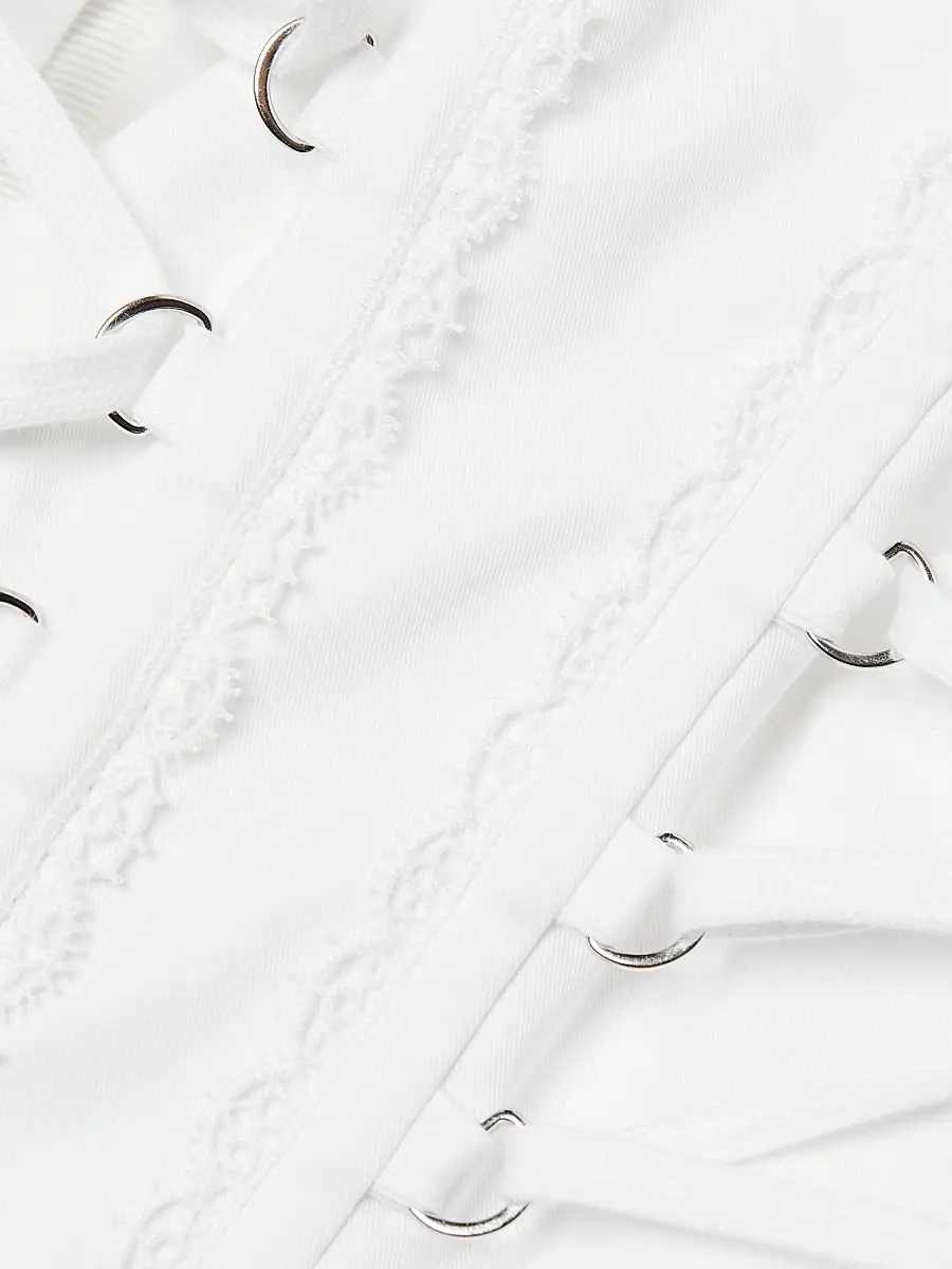 Dolce & Gabbana Women's Tuta Lace-Up Cotton Twill Dress - Bianco Ottico | Thumbnail 7