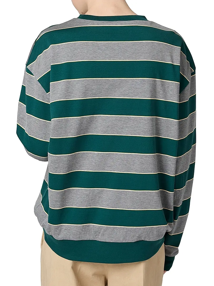 Miu Miu Women's Striped Jersey Sweatshirt - Green | Thumbnail 3