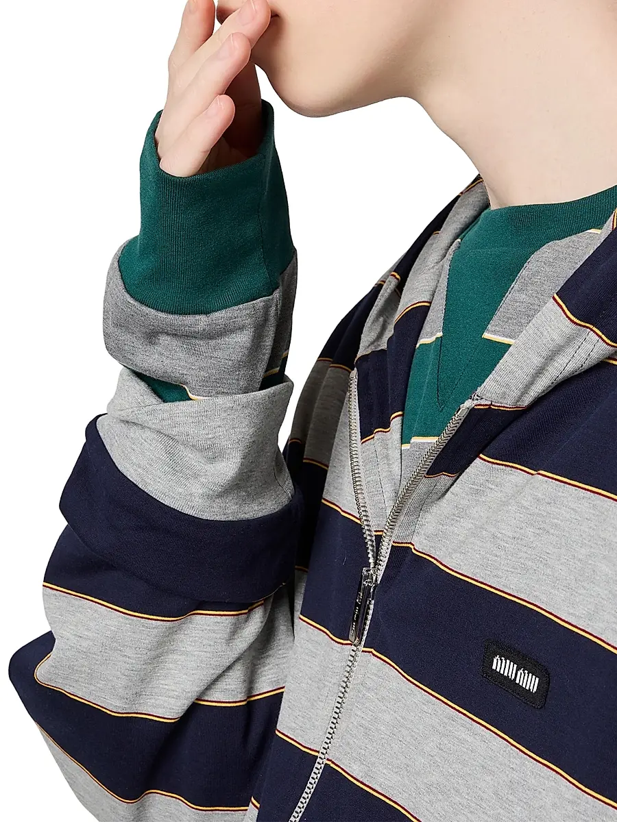 Miu Miu Women's Striped Jersey Sweatshirt - Green | Thumbnail 4