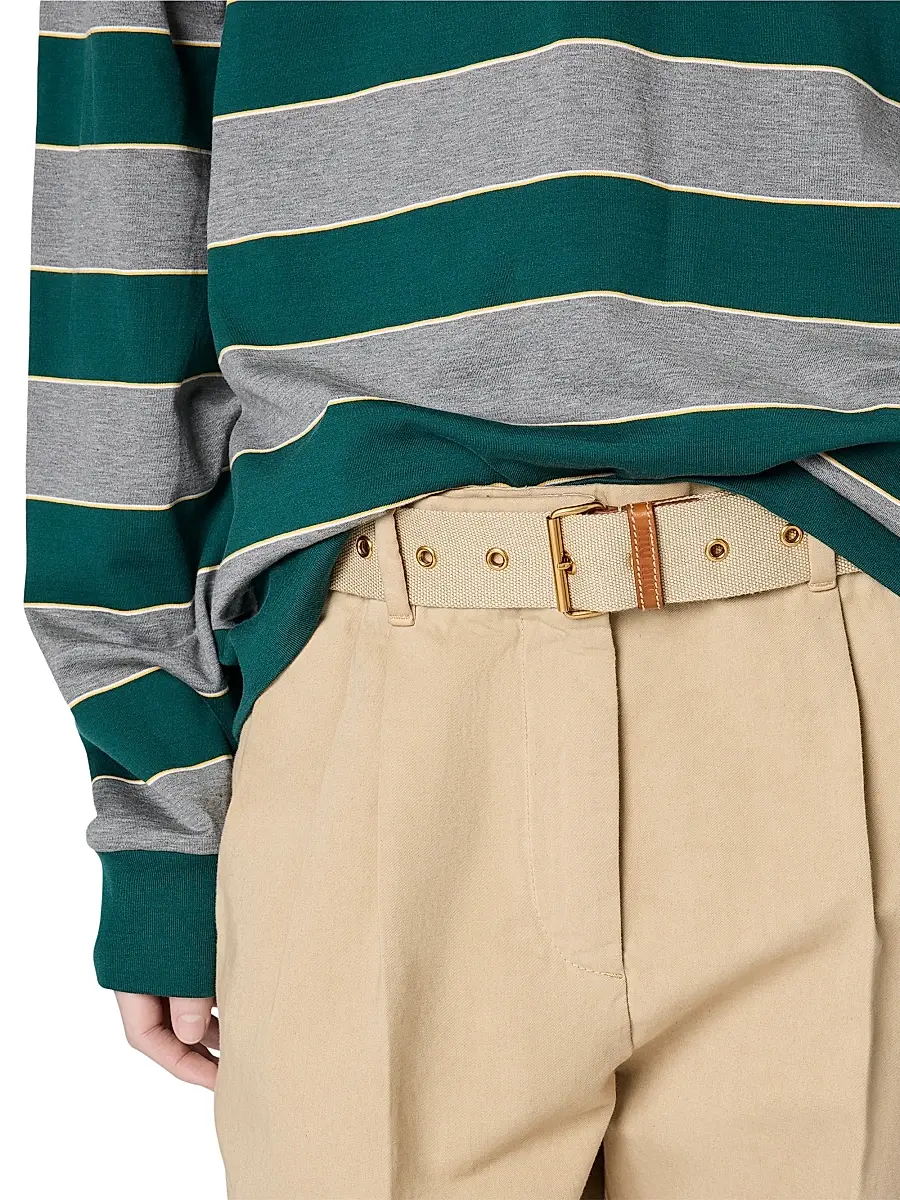 Miu Miu Women's Striped Jersey Sweatshirt - Green | Thumbnail 5