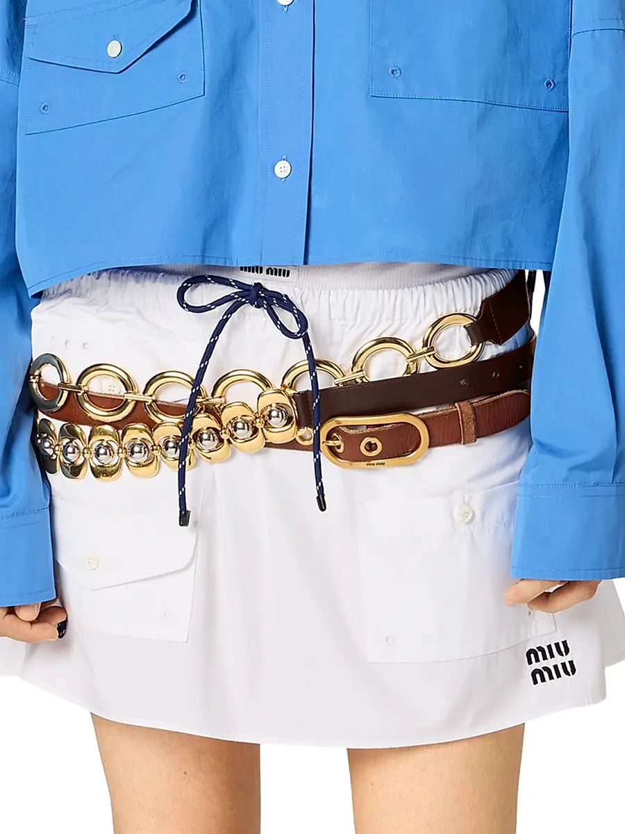 Miu Miu Women's Poplin Miniskirt - White | Thumbnail 2 Miu Miu Women's Poplin Miniskirt - White | Thumbnail 2