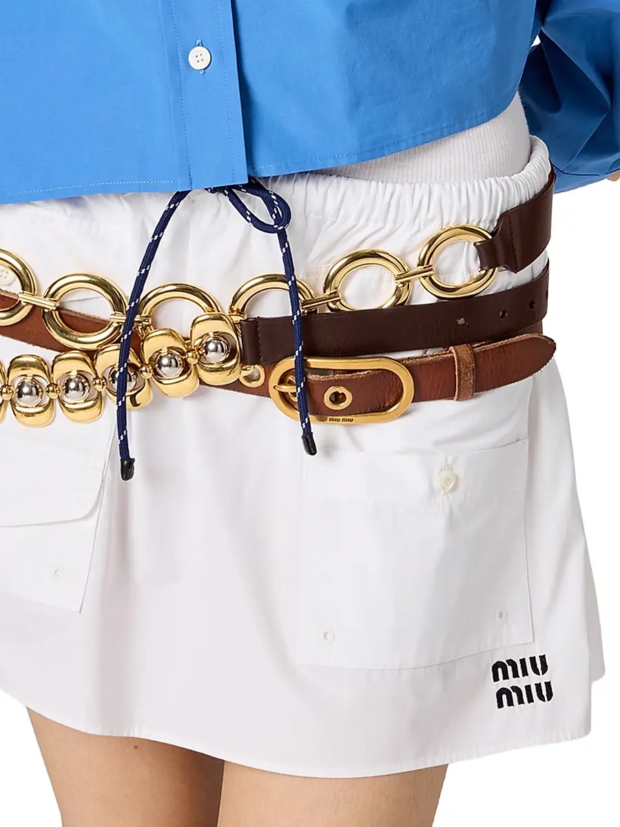 Miu Miu Women's Poplin Miniskirt - White | Thumbnail 4 Miu Miu Women's Poplin Miniskirt - White | Thumbnail 4