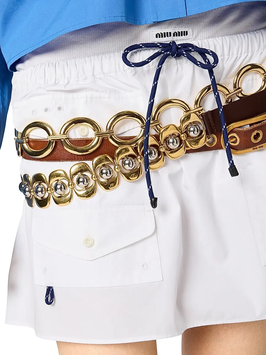 Miu Miu Women's Poplin Miniskirt - White | Thumbnail 5 Miu Miu Women's Poplin Miniskirt - White | Thumbnail 5