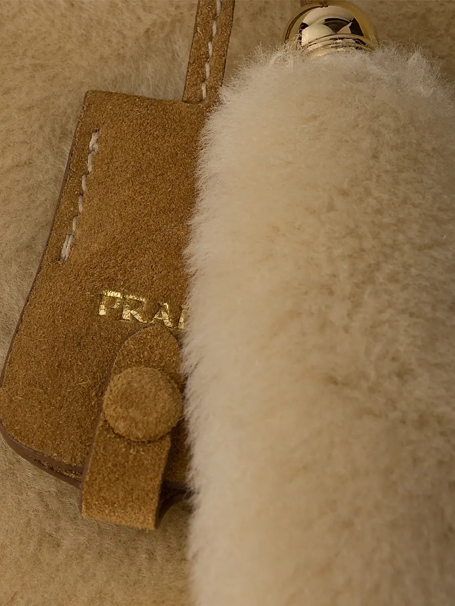 Prada Women's Shearling Tote Bag - Beige Khaki | Thumbnail 6 Prada Women's Shearling Tote Bag - Beige Khaki | Thumbnail 6