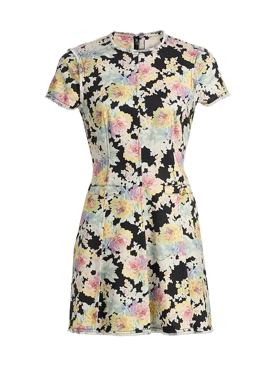 Cinq à Sept Women's Ikat Bouquet Nova Floral Denim Minidress - Black Multi | Image 1 Cinq à Sept Women's Ikat Bouquet Nova Floral Denim Minidress - Black Multi | Image 1