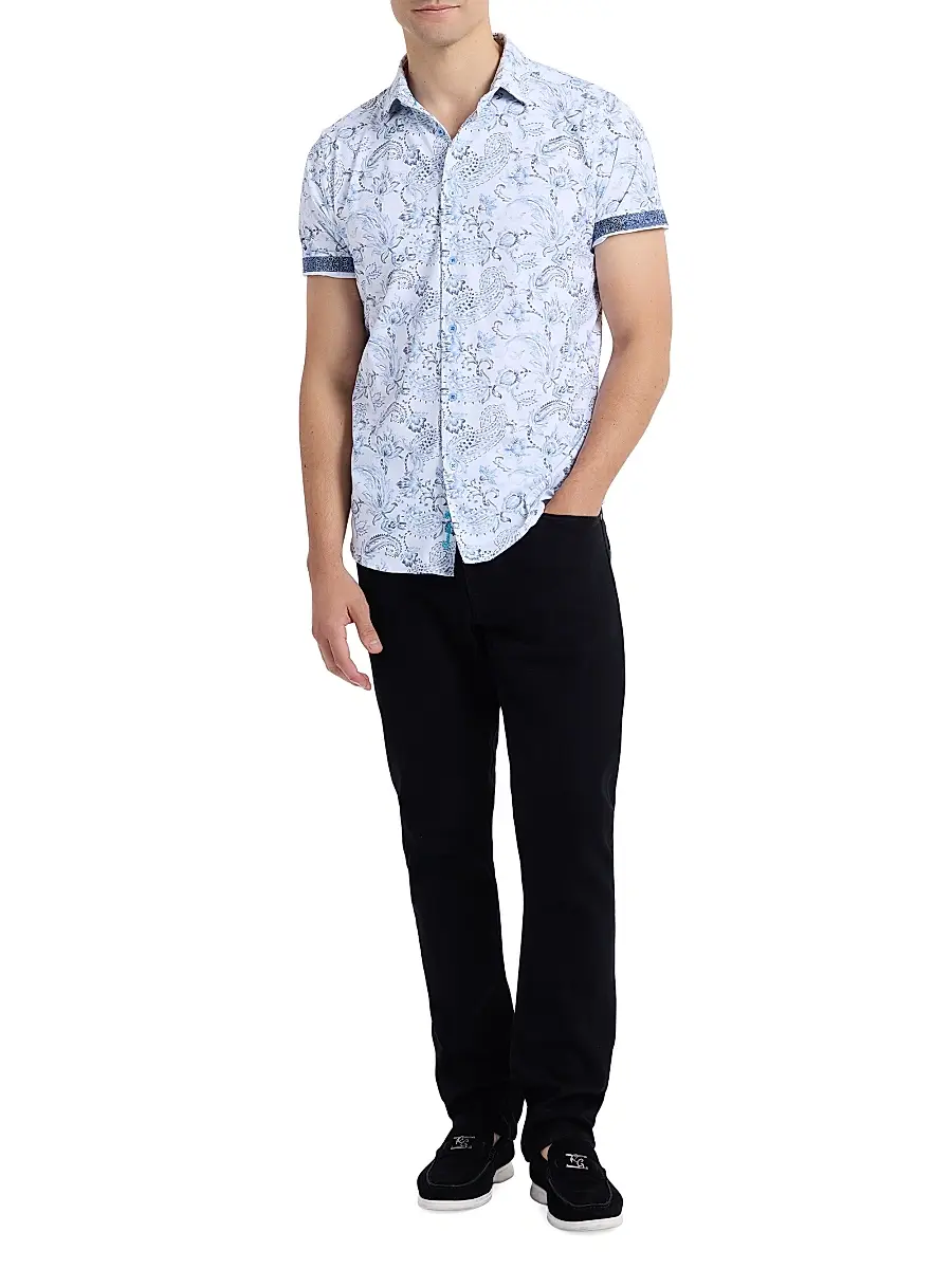 Robert Graham Men's Bascobel Floral Stretch Short-Sleeve Shirt | Thumbnail 2 Robert Graham Men's Bascobel Floral Stretch Short-Sleeve Shirt | Thumbnail 2