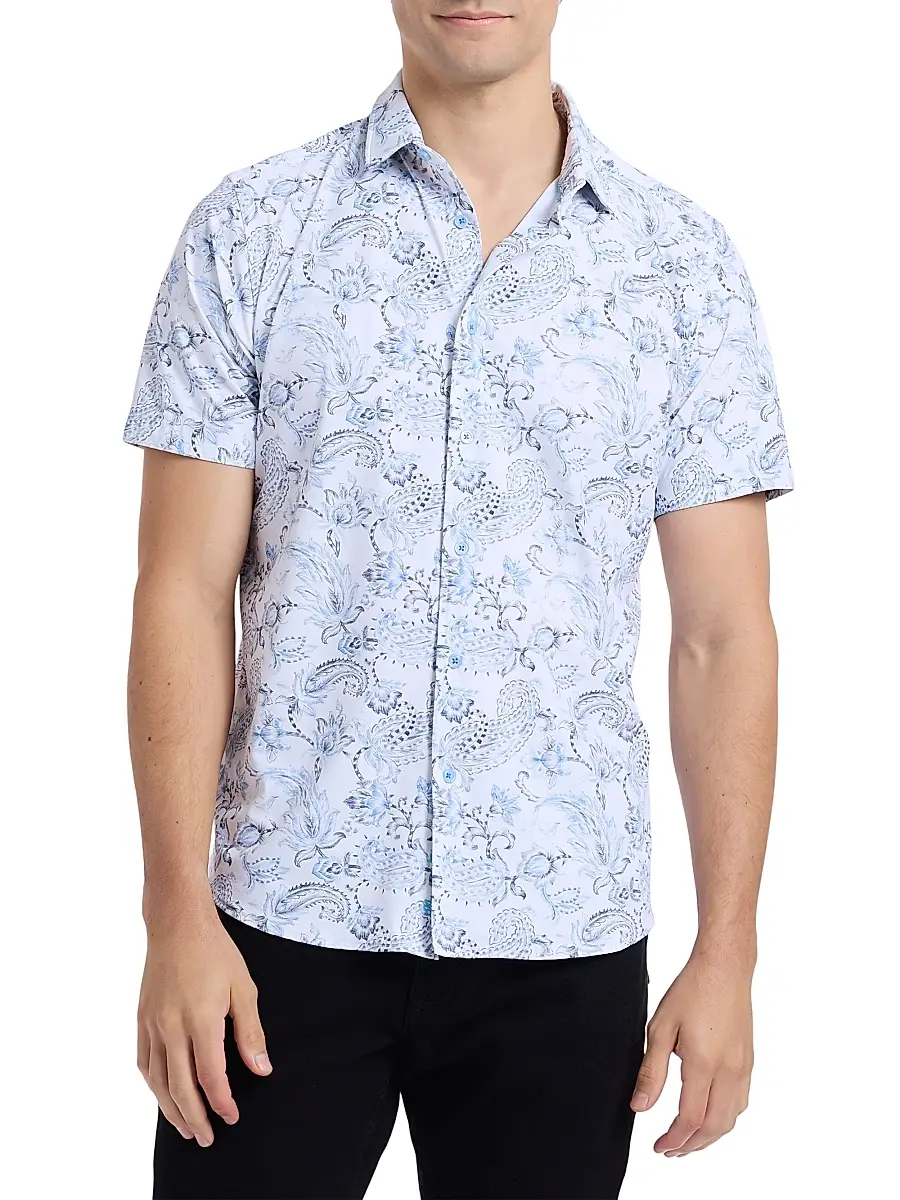 Robert Graham Men's Bascobel Floral Stretch Short-Sleeve Shirt | Thumbnail 3 Robert Graham Men's Bascobel Floral Stretch Short-Sleeve Shirt | Thumbnail 3