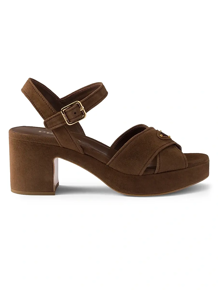 Prada Women's Suede Platform Sandals - Light Brown | Image 1 Prada Women's Suede Platform Sandals - Light Brown | Image 1