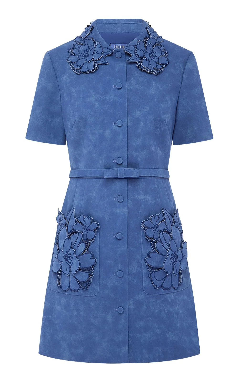 LEO LIN Ashley Applique Vegan Suede Mini Dress